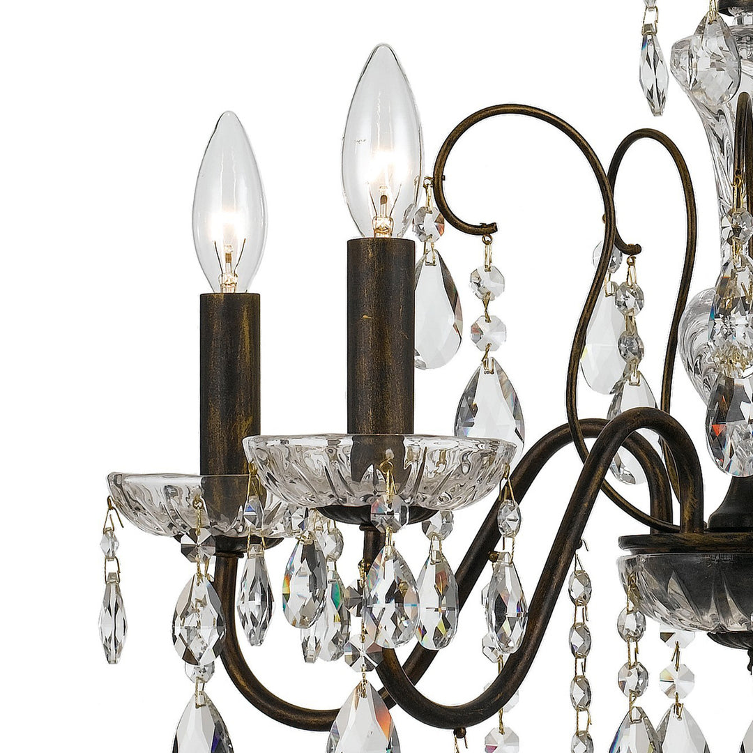 Crystorama Butler 5 Light Hand Cut Crystal English Bronze Chandelier