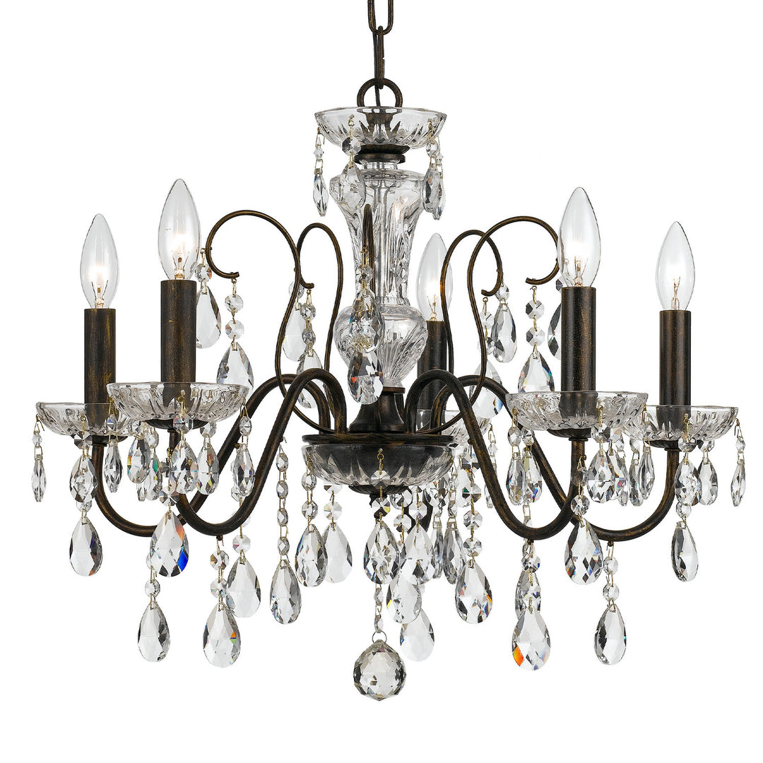 Crystorama Butler 5 Light Hand Cut Crystal English Bronze Chandelier