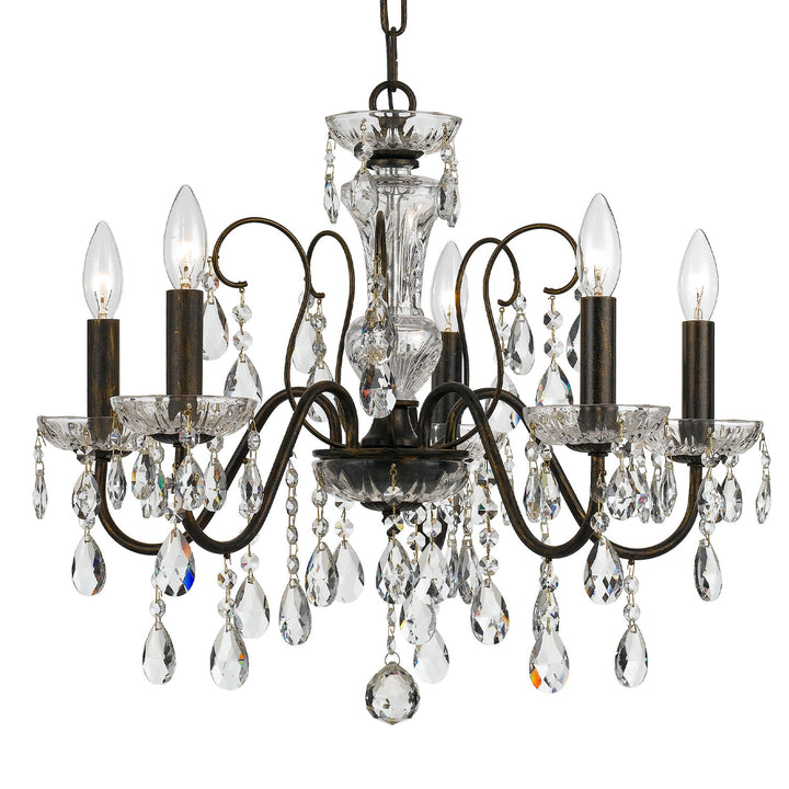 Crystorama Butler 5 Light Hand Cut Crystal English Bronze Chandelier