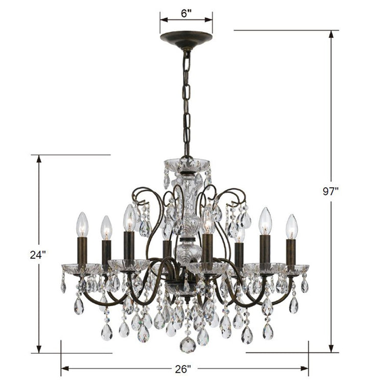 Crystorama Butler 8 Light Swarovski Strass Crystal English Bronze Chandelier