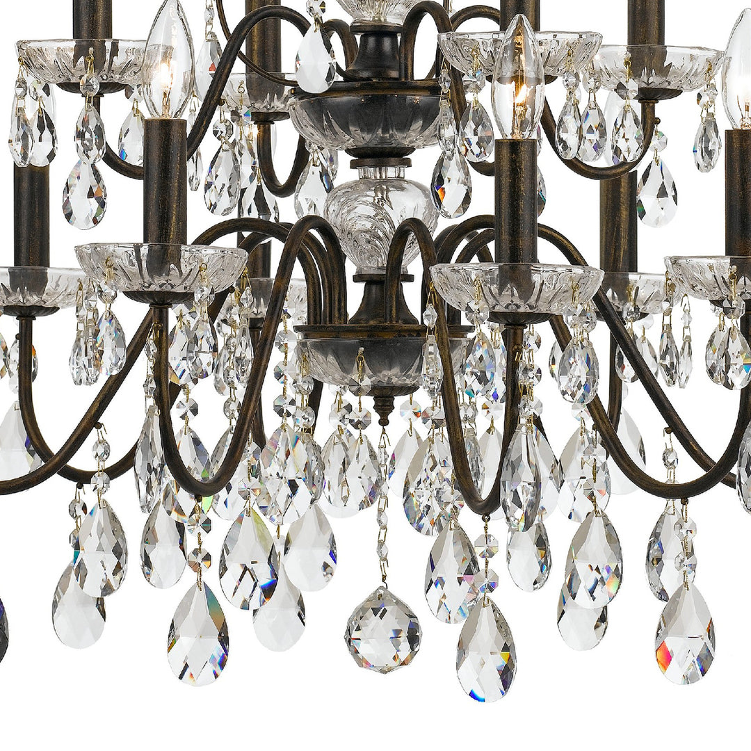 Crystorama Butler 12 Light Hand Cut Crystal English Bronze Chandelier