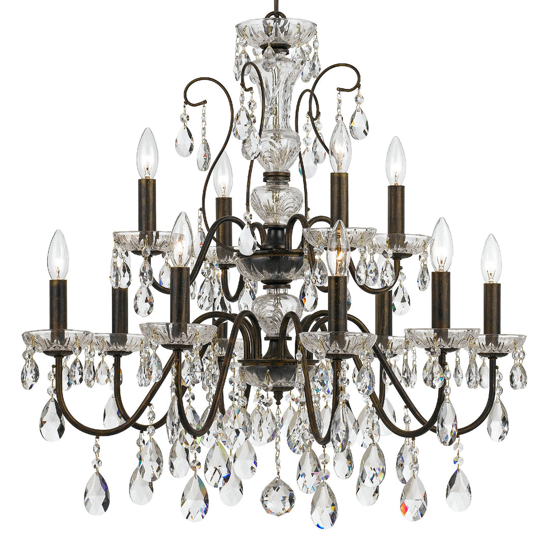 Crystorama Butler 12 Light Hand Cut Crystal English Bronze Chandelier