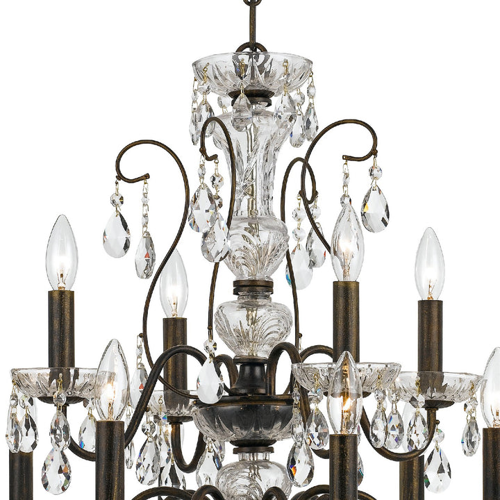 Crystorama Butler 12 Light Hand Cut Crystal English Bronze Chandelier