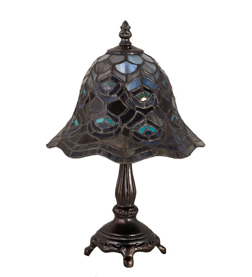 13.5"H Tiffany Peacock Feather Mini Lamp