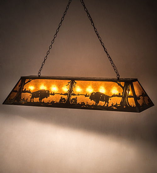 60"L Buffalo At Lake Oblong Pendant