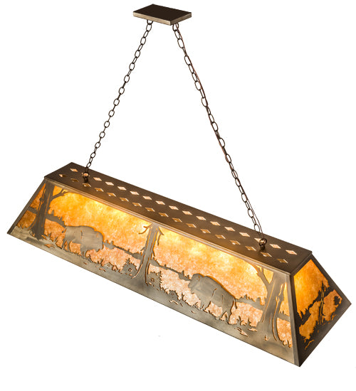 60"L Buffalo At Lake Oblong Pendant