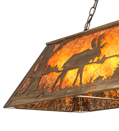 60" Long Moose At Lake Oblong Pendant