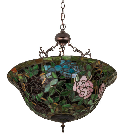 24"W Tiffany Rosebush Inverted Pendant