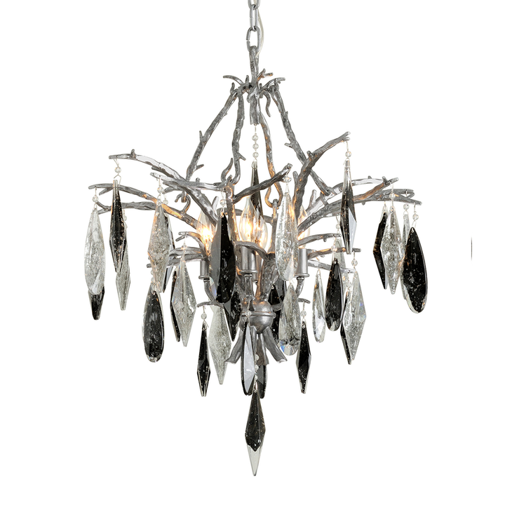 Nera Chandelier 23" - Blackened Silver Leaf