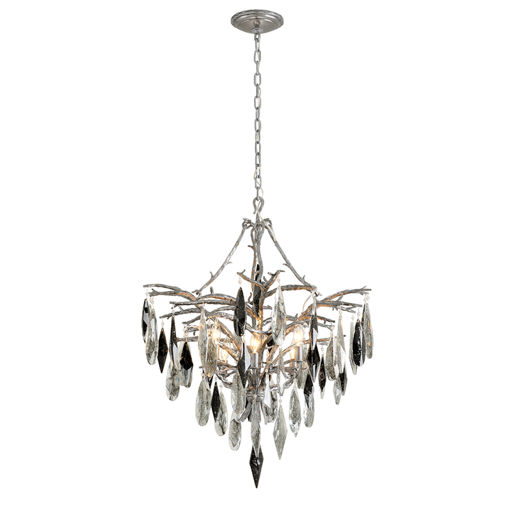 Nera Chandelier 30"- Blackened Silver Leaf