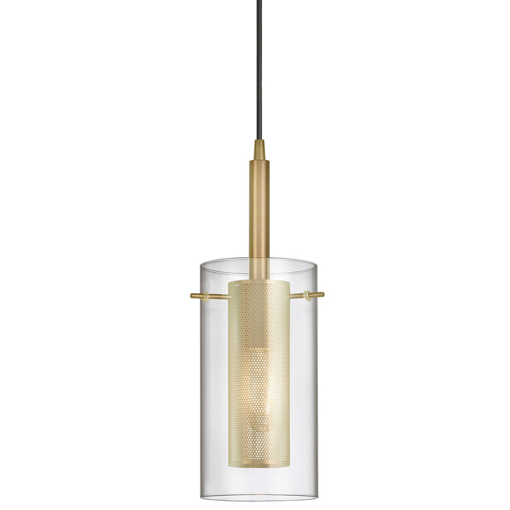 Dainolite 1 Light Incandescent Pendant, Aged Brass with Clear Glass