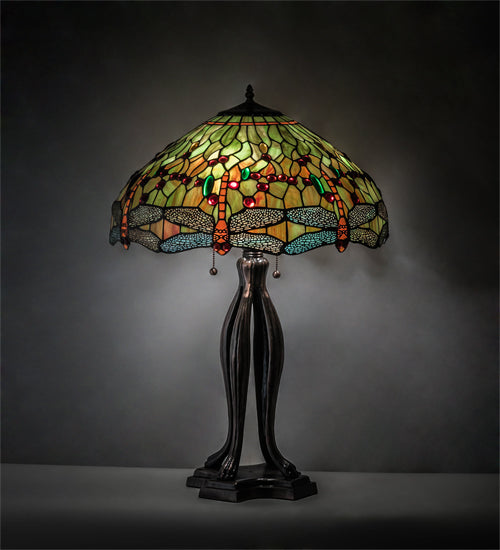 31" High Tiffany Hanginghead Dragonfly Table Lamp