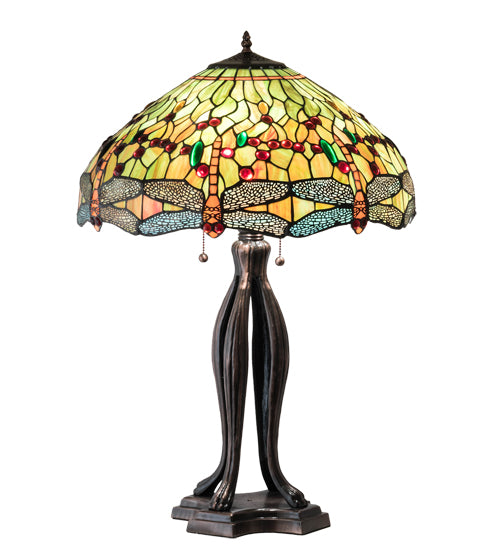 31" High Tiffany Hanginghead Dragonfly Table Lamp