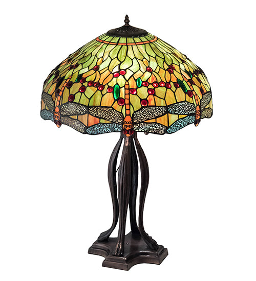 31" High Tiffany Hanginghead Dragonfly Table Lamp