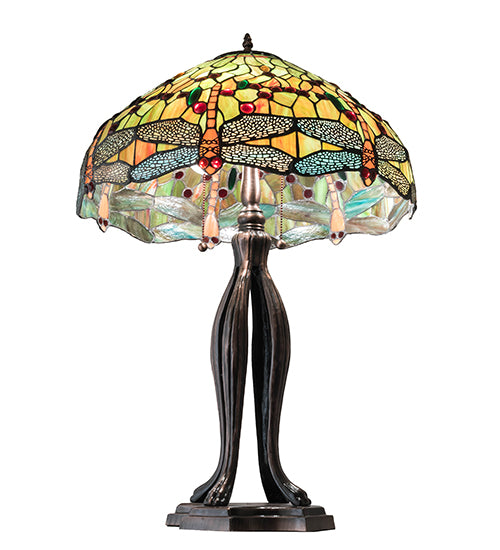 31" High Tiffany Hanginghead Dragonfly Table Lamp