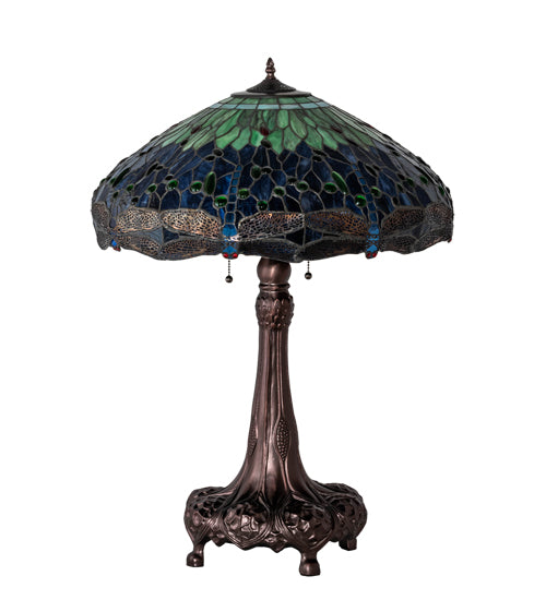 31" High Tiffany Hanginghead Dragonfly Table Lamp