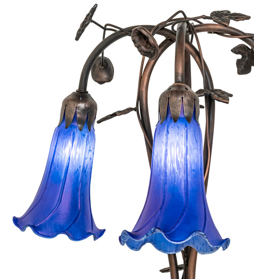 58" High Blue Tiffany Pond Lily 3 Light Floor Lamp