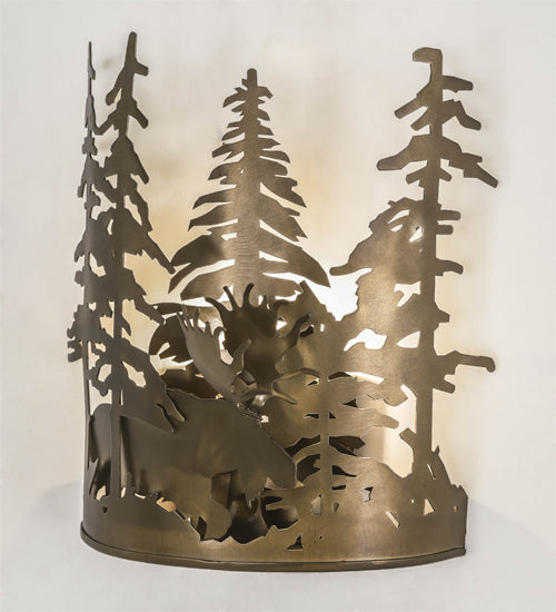 11"W Moose Through The Trees Wall Sconce