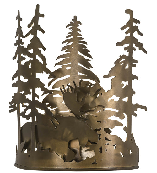 11"W Moose Through The Trees Wall Sconce