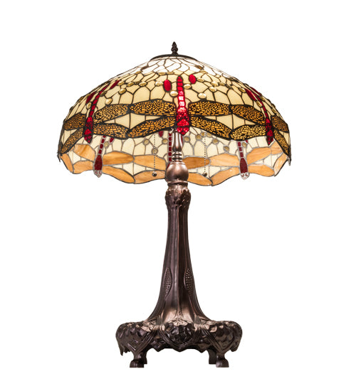 31" High Tiffany Hanginghead Dragonfly Table Lamp