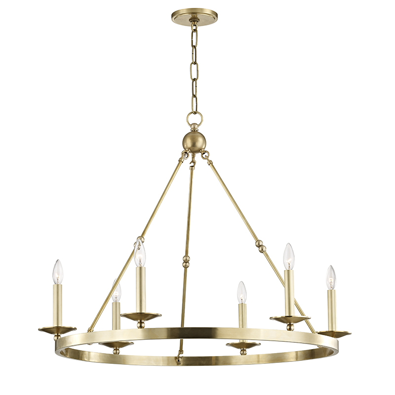 Allendale Chandelier 35" - Aged Brass