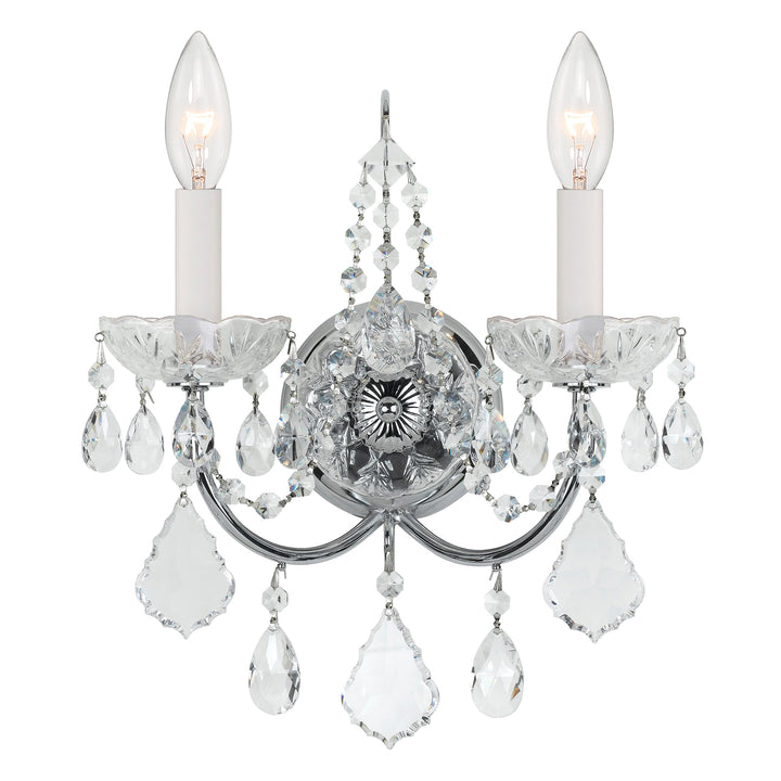 Imperial 2 Light Hand Cut Crystal Polished Chrome Sconce