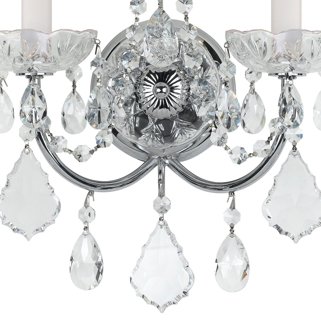 Crystorama Imperial 2 Light Hand Cut Crystal Polished Chrome Sconce