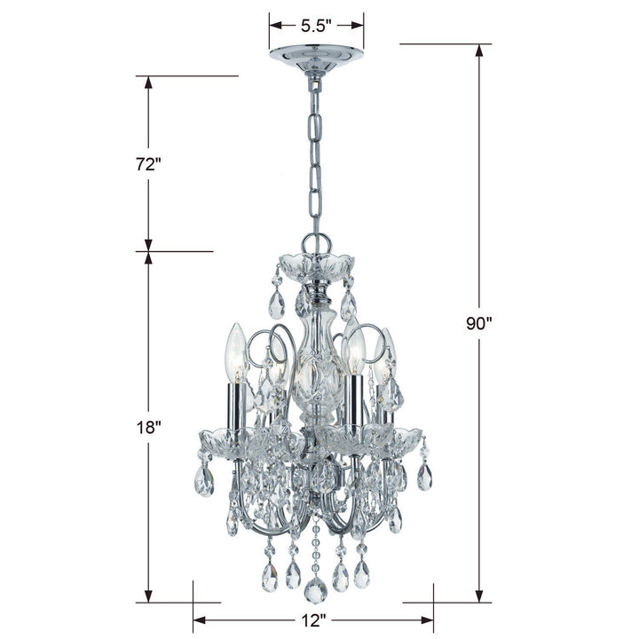 Crystorama Imperial 4 Light Clear Italian Crystal Polished Chrome Mini Chandelier