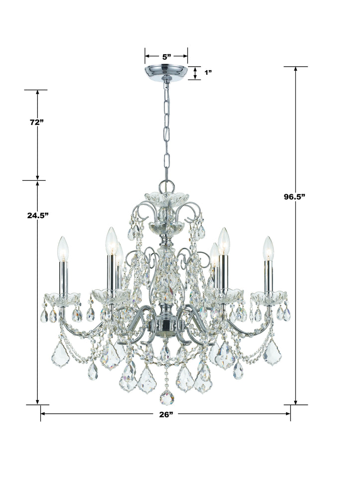 Crystorama Imperial 6 Light Hand Cut Crystal Polished Chrome Chandelier