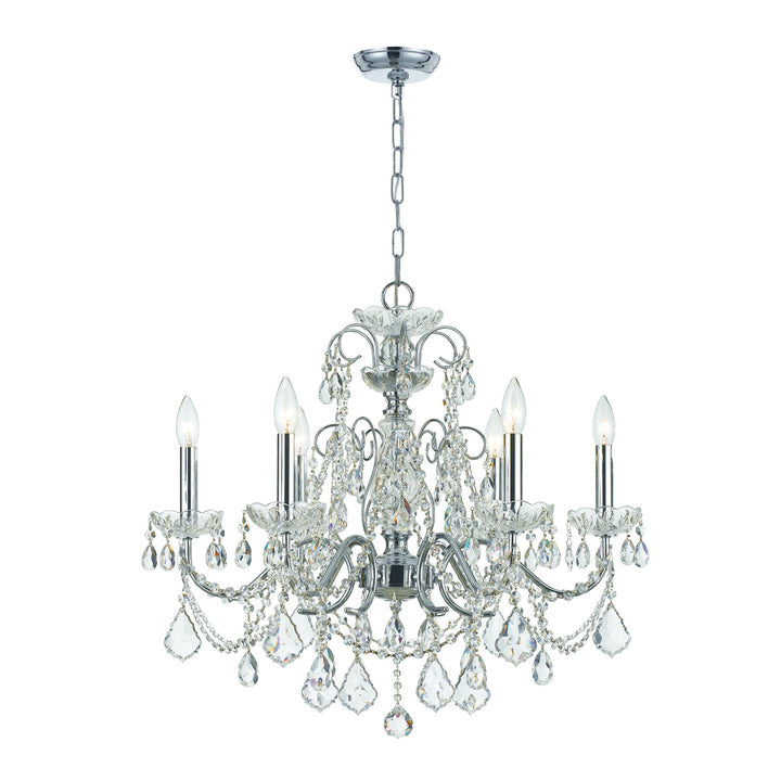 Imperial 6 Light Hand Cut Crystal Polished Chrome Chandelier