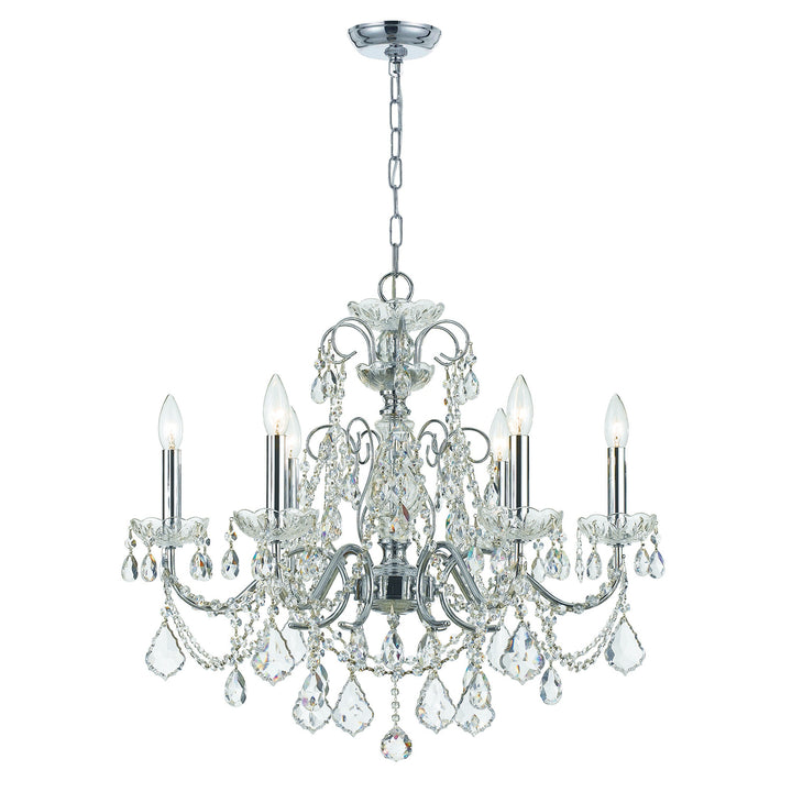 Crystorama Imperial 6 Light Hand Cut Crystal Polished Chrome Chandelier