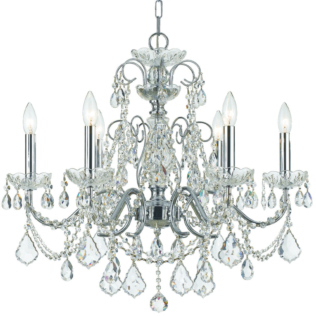 Crystorama Imperial 6 Light Hand Cut Crystal Polished Chrome Chandelier