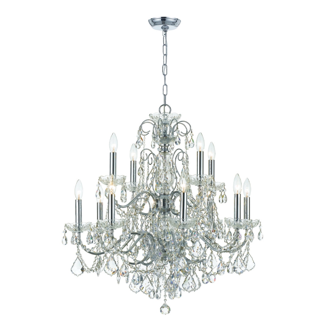 Imperial 12 Light Clear Italian Crystal Polished Chrome Chandelier