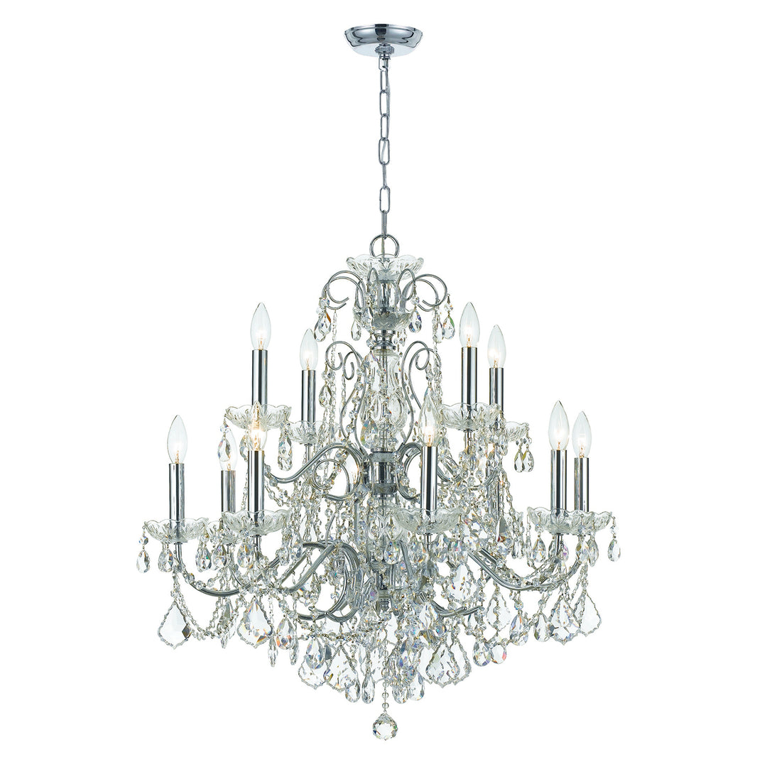 Crystorama Imperial 12 Light Clear Italian Crystal Polished Chrome Chandelier