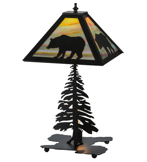 21.5" High Lone Bear W/Lighted Base Table Lamp