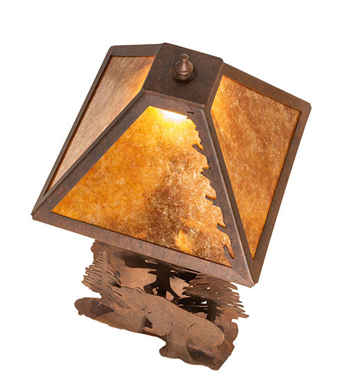 21"H Grizzly Bear Through The Trees Table Lamp