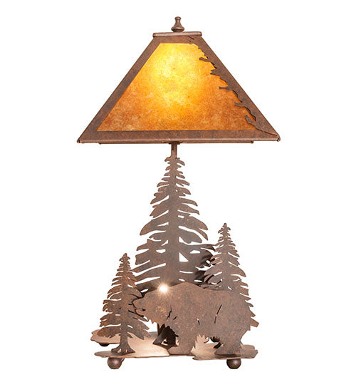 21"H Grizzly Bear Through The Trees Table Lamp