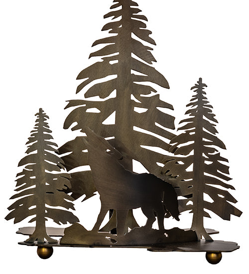 21"H Northwoods Wolf On The Loose Table Lamp