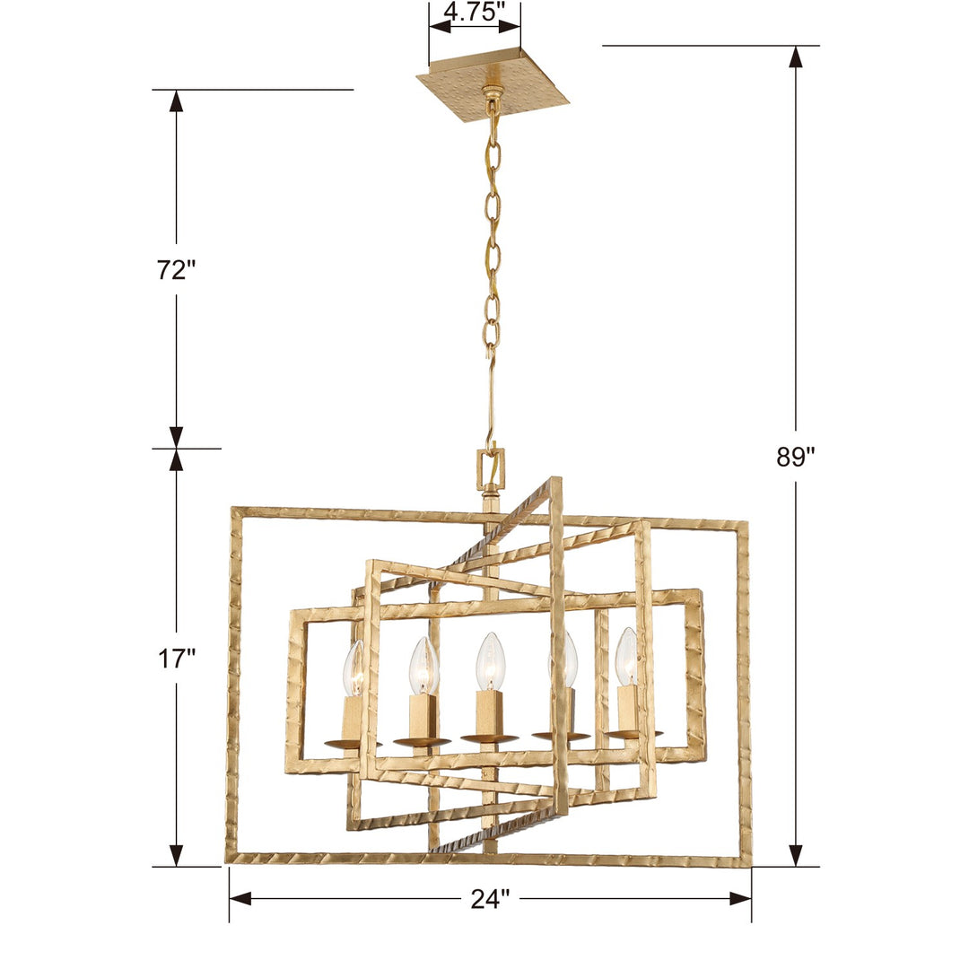 Crystorama Capri 5 Light Antique Gold Chandelier