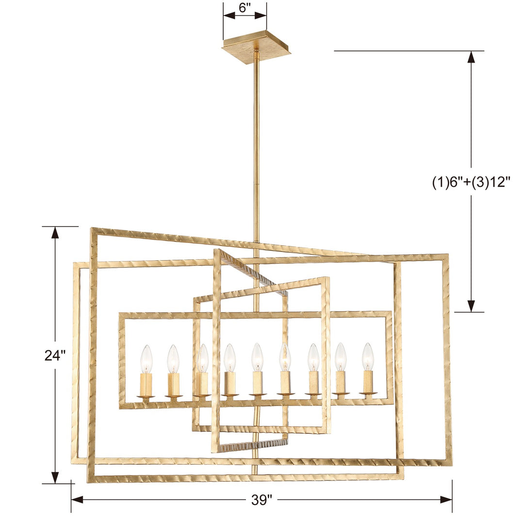 Crystorama Capri 9 Light Antique Gold Chandelier