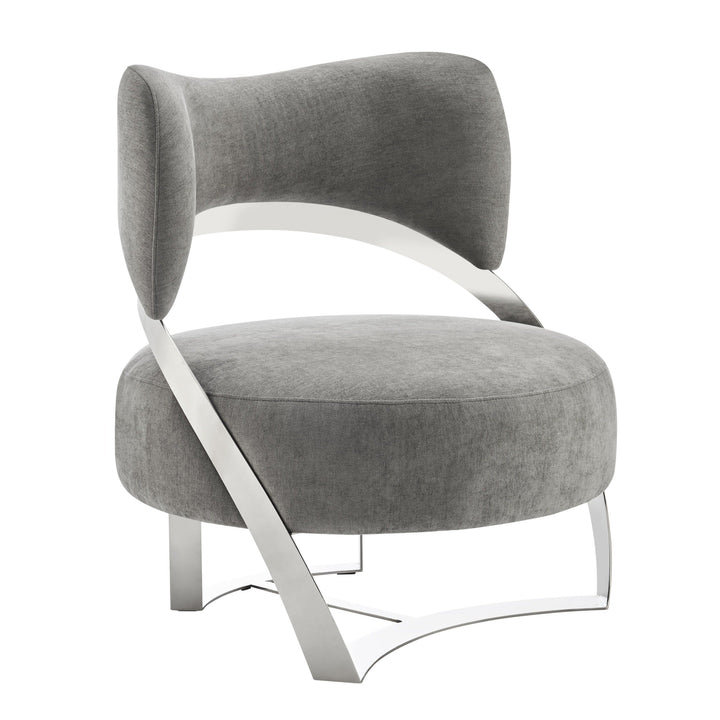 Finesse Decor Aura Modern Accent Chair // Gray and Chrome