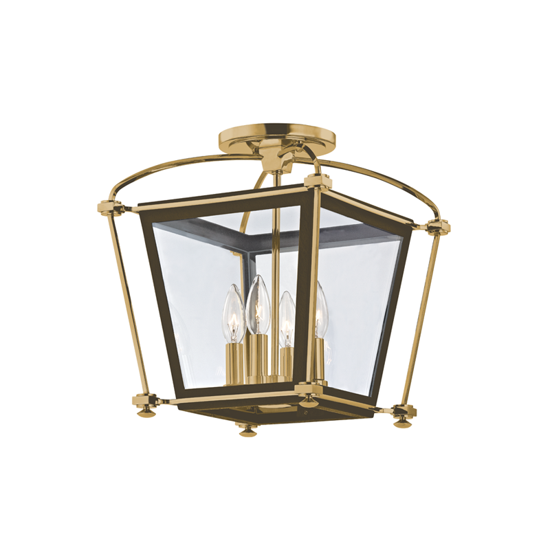 Hollis Semi Flush - Aged Brass