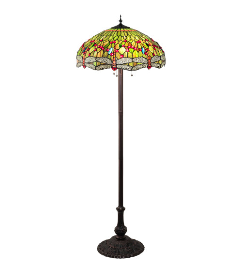 62" High Tiffany Hanginghead Dragonfly Floor Lamp