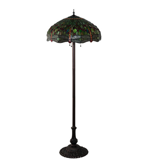 62" High Tiffany Hanginghead Dragonfly Floor Lamp