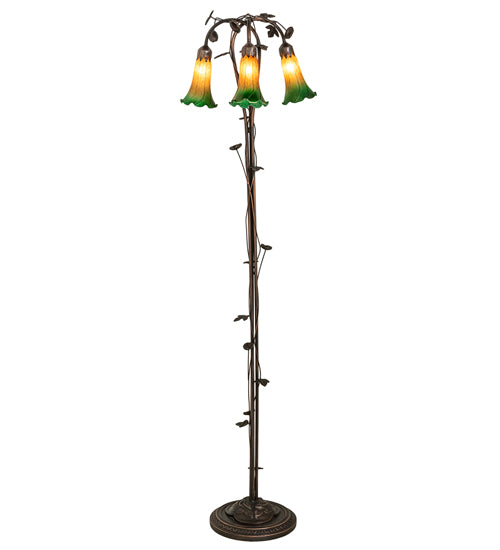 58" High Amber/Green 3 Light Floor Lamp