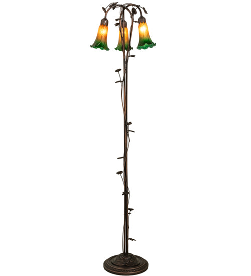 58" High Amber/Green 3 Light Floor Lamp