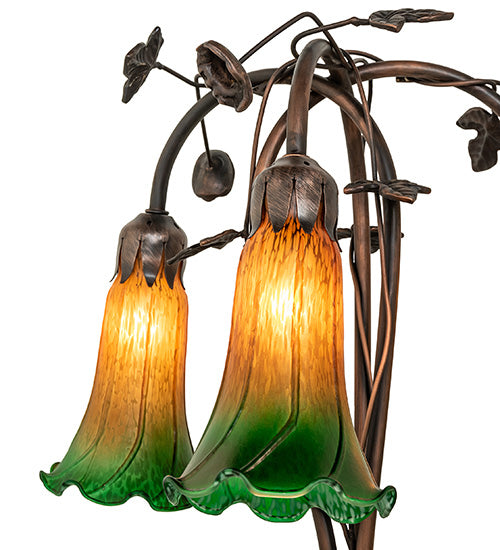 58" High Amber/Green 3 Light Floor Lamp