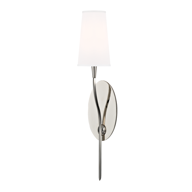 Rutland Wall Sconce White Shade, 5" - Polished Nickel