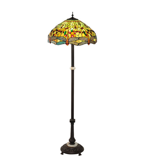 62" High Tiffany Hanginghead Dragonfly Floor Lamp