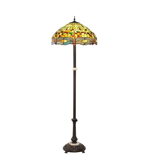 62" High Tiffany Hanginghead Dragonfly Floor Lamp